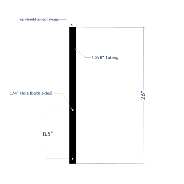 Dog Arm Base (no brackets) for Slim Mounting/Gates with Drilled Mounti ...